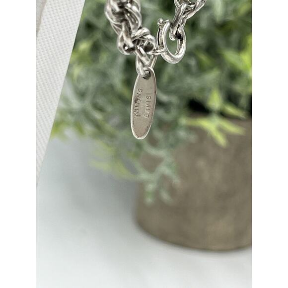 Whiting Davis Vintage Large Black Glass Intaglio Lily Victorian Mirror Necklace - Picture 11 of 16